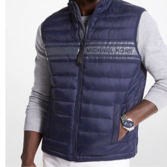 Michael Kors Other - NEW MICHAEL KORS MENS Logo Tape Quilted Nylon Puffer Vest size XL Navy blue